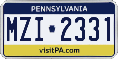 PA license plate MZI2331