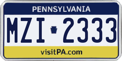PA license plate MZI2333