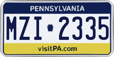 PA license plate MZI2335
