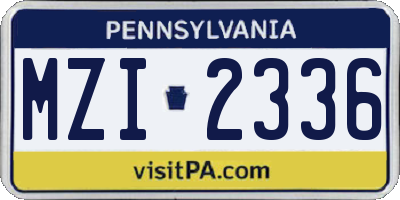 PA license plate MZI2336