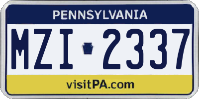 PA license plate MZI2337