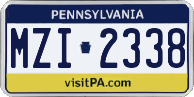 PA license plate MZI2338