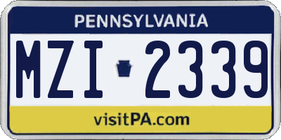 PA license plate MZI2339