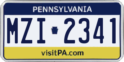 PA license plate MZI2341
