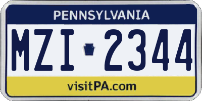 PA license plate MZI2344