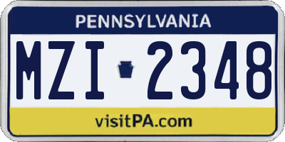 PA license plate MZI2348