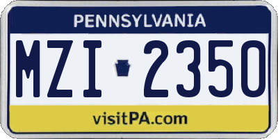 PA license plate MZI2350