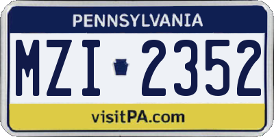 PA license plate MZI2352