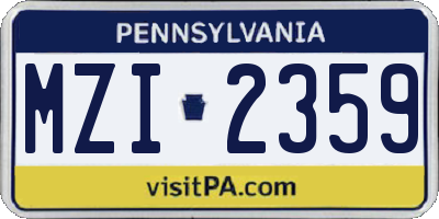 PA license plate MZI2359