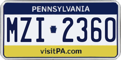 PA license plate MZI2360