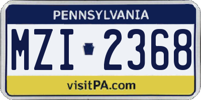 PA license plate MZI2368