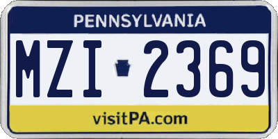 PA license plate MZI2369