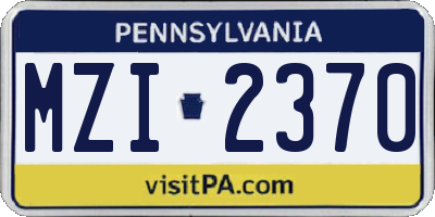 PA license plate MZI2370