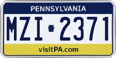 PA license plate MZI2371