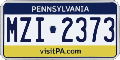 PA license plate MZI2373