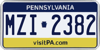 PA license plate MZI2382