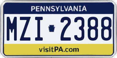 PA license plate MZI2388