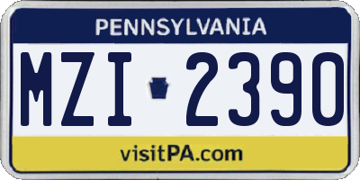 PA license plate MZI2390