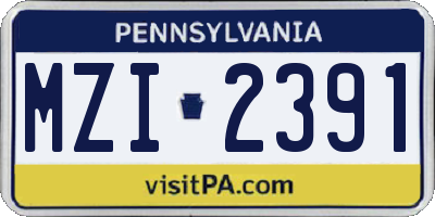PA license plate MZI2391