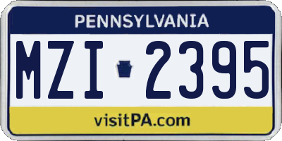 PA license plate MZI2395