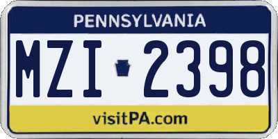 PA license plate MZI2398