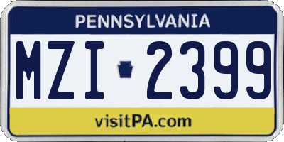 PA license plate MZI2399