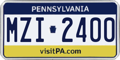 PA license plate MZI2400