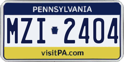 PA license plate MZI2404