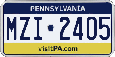 PA license plate MZI2405