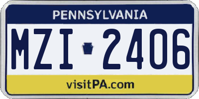 PA license plate MZI2406