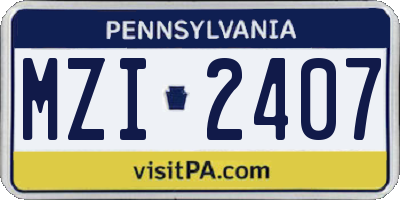 PA license plate MZI2407