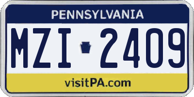 PA license plate MZI2409