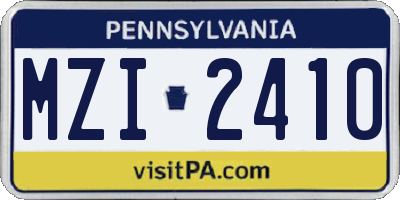 PA license plate MZI2410