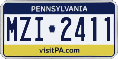 PA license plate MZI2411