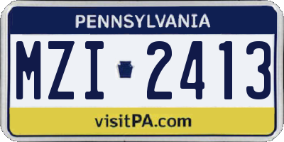 PA license plate MZI2413