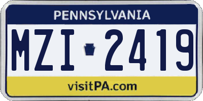 PA license plate MZI2419