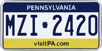 PA license plate MZI2420