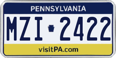 PA license plate MZI2422
