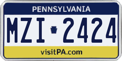 PA license plate MZI2424