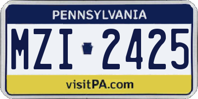 PA license plate MZI2425