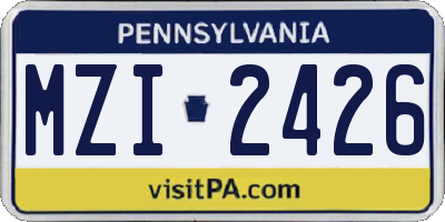 PA license plate MZI2426