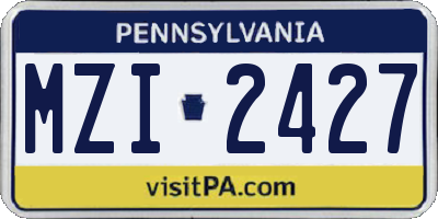 PA license plate MZI2427