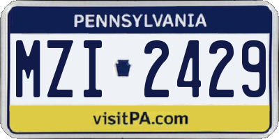PA license plate MZI2429