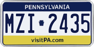 PA license plate MZI2435
