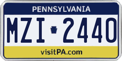 PA license plate MZI2440