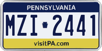 PA license plate MZI2441