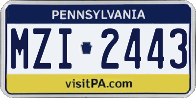 PA license plate MZI2443