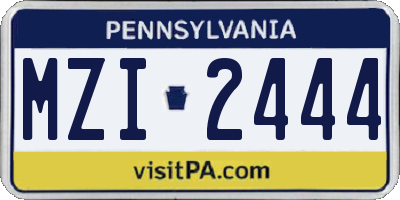 PA license plate MZI2444