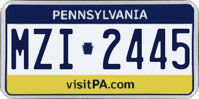 PA license plate MZI2445