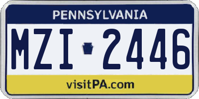 PA license plate MZI2446